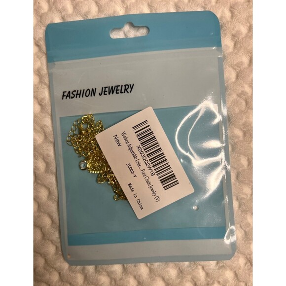 Anklet Bracelet Gold Plated Simulated Howlite Jewelry Adjustable V Initial A1 - Picture 4 of 12